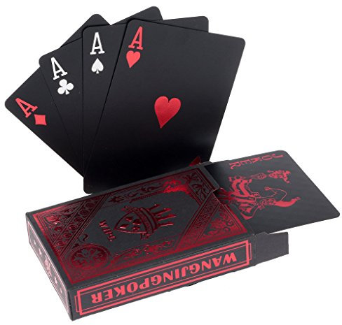 hopewey Playing Cards Spielkarten für Texas Holdem Poker Schwarze Wasserdichtes Pokerkarten Plastik Spielkarten aus PVC Profi Premium RED