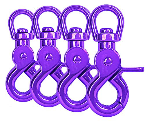 Ganzoo Scherenkarabiner-Haken mit Drehgelenk L: 60 mm, Schnappkarabiner für Hunde-Leine, 4 Stück, Wirbelkarabiner, Triggerhead für Paracord 550 Hundehalsband, legierter Stahl, Drehkopf, Farbe: Violett