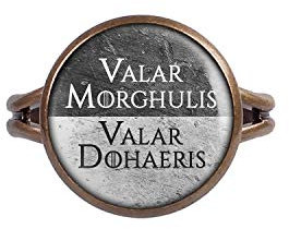 Mylery Ring mit Motiv Valar Morghulis Valar Dohaeris Schwarz Weiß Bronze 14mm