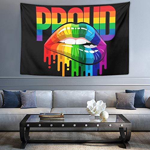 LGBTQ Proud Party Tapisserie Wandbehang LGBT Pride Lippen Schwarz Wandteppiche für Lesben Gay Bisexuelle Transgender Queer, Extra großes RegenbogenFlagge Poster Heimdekoration Zubehör für
