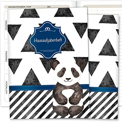 OLGS Hausaufgabenheft Hülle Creative Royal inkl. Heft Schulheft Schutzhülle Umschlag Geschenkidee Einschulung Grundschule (ohne Personalisierung, Panda)