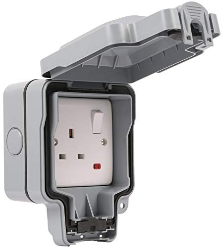 UEP SFG06 Weatherproof Switched Socket 1 Gang Single Outdoor Socket 13A IP66 Rated Double Pole