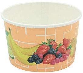 tradingbay24 Eisbecher, Pappe rund 200 ml Ø 9,5 cm, 6 cm tbU90237 EIS-Schale Dessertschalen Früchte-Dekor, 50 Stück