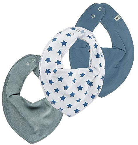 Pippi 3er Set Halstücher, 2x Babywear Halstuch uni, 1x Babywear Halstuch bedruckt (Jeans Blue Stars)