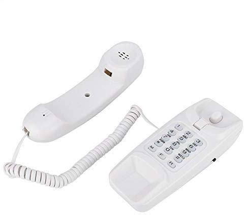 Telefono Fisso da Parete per Uso Domestico, Mini Telefono da Ufficio con Filo da scrivania, Funzione di ricomposizione, Flash e Silenzioso, Adatto per Hotel, uffici e Case(Bianca)
