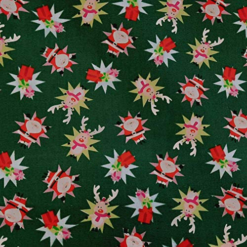 !!SALE!! Stoff Meterware Baumwolle grün Weihnachtsmann Rentier Stern tanne Baumwollstoff Weihnachten