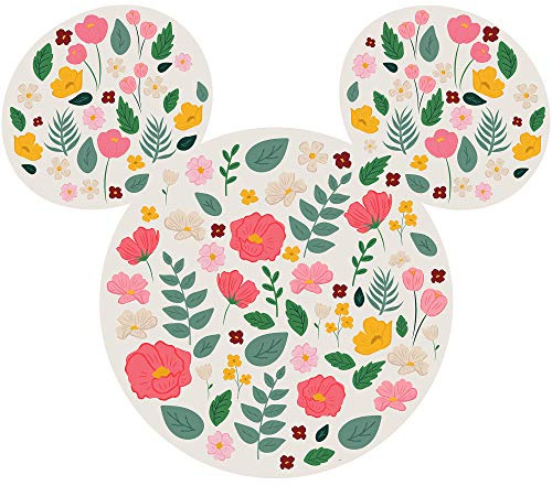 Disney selbstklebende und konturgeschnittene Vlies Fototapete von Komar - Mickey Head Wildflowers - Größe: 127 x 127 cm - Wandtattoo, Kinderzimmer