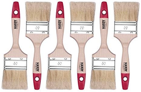 HARDY WORKING TOOLS Flachpinsel-Set 6-teilig, 6 Stück – 60 mm Breite, Malerpinsel Set mit Holzgriff, Lackpinsel Serie *36*, 6PCS, Pinselset A0200-360625