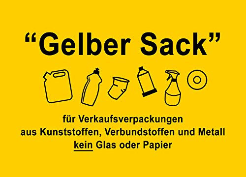 5 Stück Gelber Sack Aufkleber