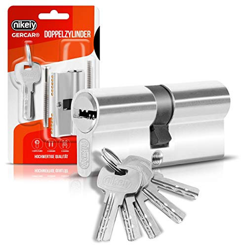 GERCAR Profilzylinder Schließzylinder Zylinderschloss 40/40 Doppelzylinder Türschloss - inkl. 5 Schlüssel - Einzeln - Länge: 80mm, A:40 B:40-1er Set