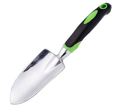 Garden Trowel - Stainless Steel - Ergonomic Grip Hand Tools with Soft Rubberized Non-Slip Handle for Transplanting, Weeding, Moving and Smoothing Digging & Planting