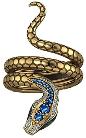Happyyami 1Stück Kreativer Schlangenring für Damen und Herren Einzigartiger Finger Schmuck für Besondere Anlässe Verstellbarer Ring in Royal Blau Geschenkidee für Freunde und Familie