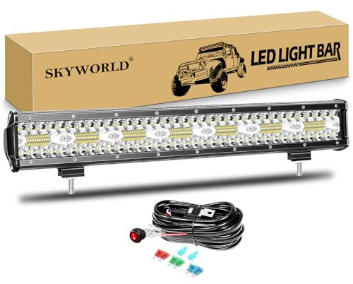 SKYWORLD LED Arbeitsscheinwerfer Bar 51.4cm 420W LED Scheinwerfer 12V 24V Arbeitslicht Zusatzscheinwerfer mit Kippschalter Kabelbaum für Auto Offroad Traktor PKW LKW SUV UTV ATV