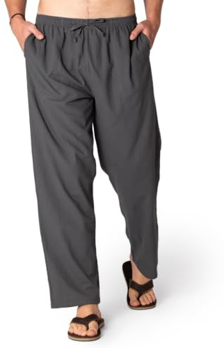 PANASIAM leichte Baumwollhose Damen & Herren - Sommerhose 100% Baumwolle | Unisex Stoffhose, Freizeithose mit Gummibund & Tunnelzug, 2 Taschen, Relaxhose auch Loungehose oder Strandhose, Gr. S-XXL