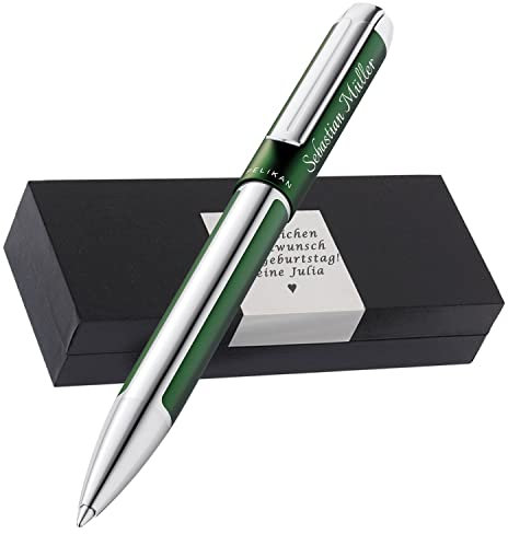 Personalisierter Pelikan Kugelschreiber Pura® K40 Deep Greeen | Aluminium | Drehmechanik | Personalisierte Geschenkobox als Geschenk & Symbole gravierbar PS144