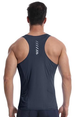 Lo.gas Rennrad Trikot Herren Ärmellos, Radtrikot Leichtgewicht und Atmungsaktiv, Fahrradtrikot mit Gesäßtasche, Grau Blau, L