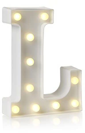 Auraglow LED Alphabet Letter & Number Light Sign Decorations, Lamp for Home Birthday Party Event, Night Lights, Battery Powered Letters And Numbers With Four Hour Timer (L)