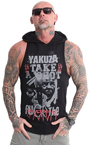 Yakuza Herren Shot Hooded Tanktop, Schwarz, XXL