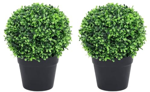 vidaXL Piante di Bosso Artificiale 2 pz a Sfera con Vaso Verde 32 cm