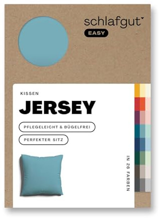 schlafgut Easy Jersey Kissenbezug 40x40 cm 100% Baumwolle, Petrol Mid | Kopfkissenbezug, Kissenhülle, Petrol, Jersey, Ton-in-Ton Reißverschluss, bügelfrei, OEKO-TEX, atmungsaktiv