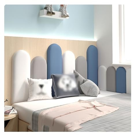 XILYZMO Bett Kopfteil Wandpolster, Wohnen Gepolstert Wandpaneel, Schälen Und Kleben Kopfteil, Von Verletzend Anti-Kollision Wandmatte Für Wanddekoration (Farbe : Blau, Größe : 55x150cm)