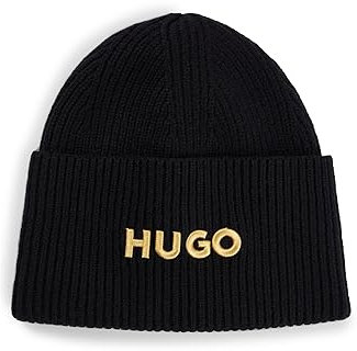 HUGO Herren Xaff BF Mütze aus Schurwoll-Mix mit Logo-Stickerei Schwarz001 Stck