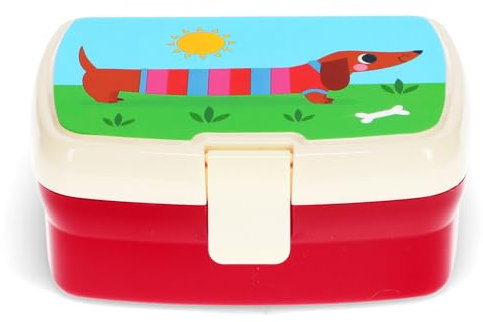 Rex London Lunchbox Sausage Dog Dackel mit herausnehmbaren Fach Snack Obst Behälter Dose Box Kunststoff
