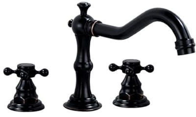 Robinet Retro Lavabo Salle de Bain 2 Poignées Chaud et Froid Mélangeur de Lavabo 3 Trous,ancien Noir