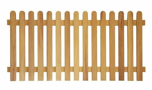 Picket Garden Fence Panel, Natural Wood Fence, Picket Pressure Treated Fence, Rounded Hand Built (6 (L) X 3 (H) Feet, 3)