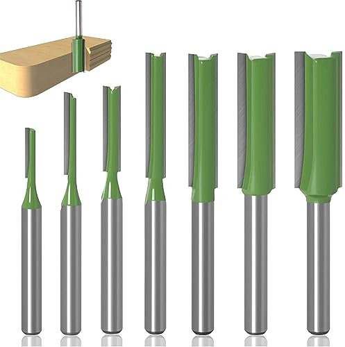 Yuentoen 7 Stück Nutfräser,Fräser für Oberfräse 6mm Schaft,Gerade Oberfräsen Bits Set,Nutenfräser Router Bit, für Holz Fräser Schneiden Nutfräsen (3mm-12mm)