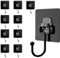 sundrerfect Ganchos Autoadhesivos - Paquete de 10 (Capacidad Máxima 50 kg) Ganchos Adhesivos Extra Fuertes Negros Impermeables y Sin Rastro para Baño, Techo, Pared, Cocina, Llaves, Ropa y Mochilas