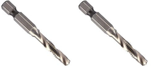 2PCS M6 HSS Juego de Brocas para Machos de Roscar Vástago Hexagonal Punto Autocentrante Taladro Integrado Roscado Biselado Brocas para Machos de Roscar de Alta Dureza para