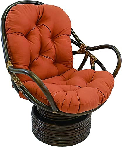 Weidenstuhl, drehbar, Schaukelstuhl mit dickem Rückenkissen, rutschfest, waschbar, Sitzpolster für Außenbereich, Terrasse, Garten, Schaukelstuhl, 121,9 x 61 cm, Orange