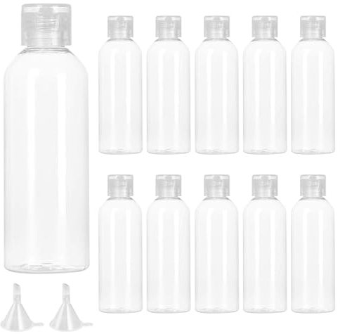 Botes Viaje Rellenables 100ml, 10 Piezas Botellas de Viaje de Plástico Vacías para Cosméticos, Recipientes Rellenables a Prueba de Fugas, Champú, Acondicionador, Loción, Artículos de Tocador