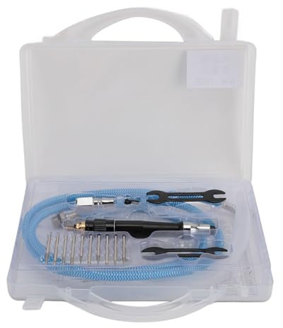 Pneumatischer Stabschleifer-Satz, 70.000 U/min, NPT1/4-Zoll-Anschluss, Mini-Stift-Polierschneidwerkzeug mit 3-mm-Spannzange und 10 Bits für harten Stahl, Metall, Glas, Stein,