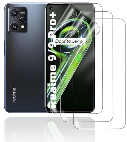 HonJenSeoa Protector de pantalla de película de hidrogel para Realme 9/9 Pro+, 3 Piezas película protectora de TPU suave transparente HD Curva 3D de Cobertura Completa Sin Burbujas