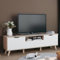 Forte VANKKA TV-Unterschrank 180, Lowboard mit 1 Schublade und 2 Türen, erhöhte Beine, Holzwerkstoff, Planked Eiche Dekor/Weiß, 179,1 cm breit, 54,3 cm hoch, 42 cm tief