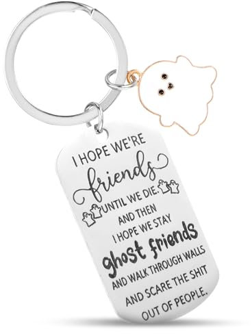 Nogeqi Beste Freundin Schlüsselanhänger Edelstahl Niedliche Freundschaft Schlüsselanhänger Weiß Geist Geschenk Best Friends Geschenke Freundschaftsgeschenke für Freundinnen Oster Halloween
