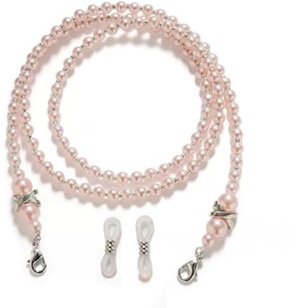 Eyglajdd 1 chaîne de lunettes pour femme avec perles en acrylique, Rose, 75 cm