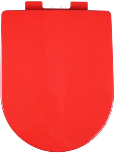 Dazzluxe Sièges De Toilette Universels en Forme De D, Abattant WC Silencieux sans Claquement avec Couvercle De Toilette À Fermeture Lente, Facile À Assembler, Siège De Toilette en PP Coloré,Rouge