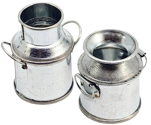 Milisten 2Pcs Miniature Metal Milk Jugs Mini Buckets Dollhouse Decor Tiny Iron Vase Crafts Educational for Creativity Development