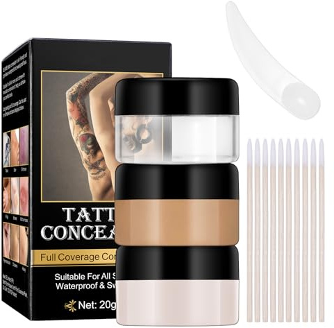 Mikabila Correcteur de Tatouage,Correcteur de Cicatrice,Tatouage Cover Up | Maquillage Imperméable,Maquillage Camouflage Crème Correcteur Correcteur de cicatrice imperméable,Foncées Birthmark Concealer