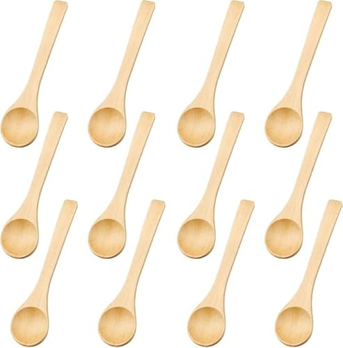 Set of 8 Small Wooden Kitchen Spoons for Honey Spices Sugar Tea Coffee