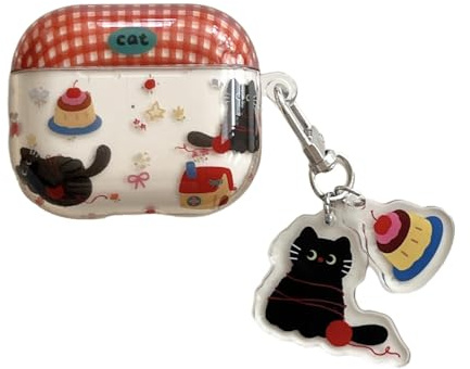 eglixu Kompatible AirPods Pro 3 Schutzhülle, niedliches Cartoon-Kawaii-Kuchen-Katzen-Design, kreative Designs, stoßfeste TPU-Ohrhörerhülle für Apple AirPods Pro 3. Generation, für Jungen und Mädchen