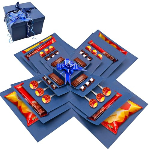 Nureeca Explosionsbox 5 Lagige Geschenkkiste DIY Uberraschungs Box fur Geburtstag Jahrestag Valentinstag mit Zubehor (blue)