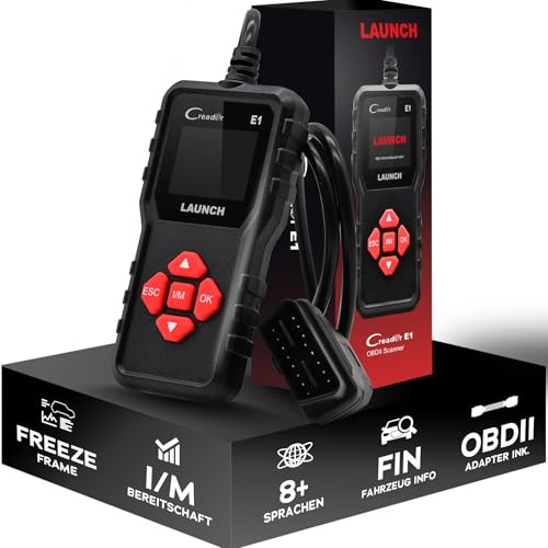 LAUNCH Creader E1 OBD2 Diagnosegerät Auto Motor Scanner | Motor & Abgas, Fehlercodes lesen/löschen, Live-Daten, I/M-Status, Batteriespannung, Freeze-Frame