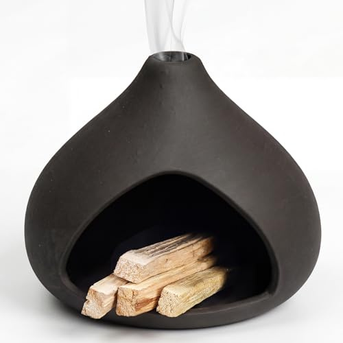 ZONSUSE Keramik Räucherbrenner im klassischen Höhlen-Design, 2-in-1 Räucherhalter geeignet für Palo Santo Holz und Salbei, Zeitlose Form (Klassisch)
