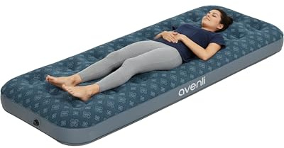 AVENLI Campingbett Luftmatratze Single-Size 191x73x22 cm, Reisebett 1 Person, Coil-Beam, beflockte Liegefläche, bis 100 kg, grün/grau