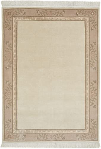 -LUXOR- living Teppich Gala handgeknüpfter Premium Teppich aus 100% Wolle - hochwertiger nachhaltiger Knüpfteppich 40 x 60 cm Creme