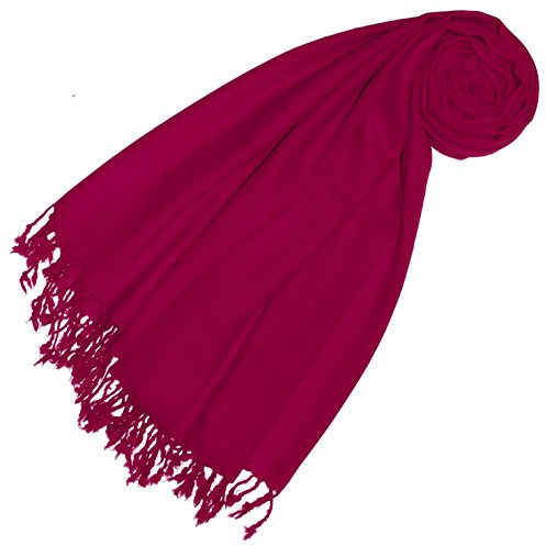 Lorenzo Cana 78522 Luxus Damen Pashmina Schal 50% Kaschmir 50% Wolle, Beere-Pink, 70 x 180 cm